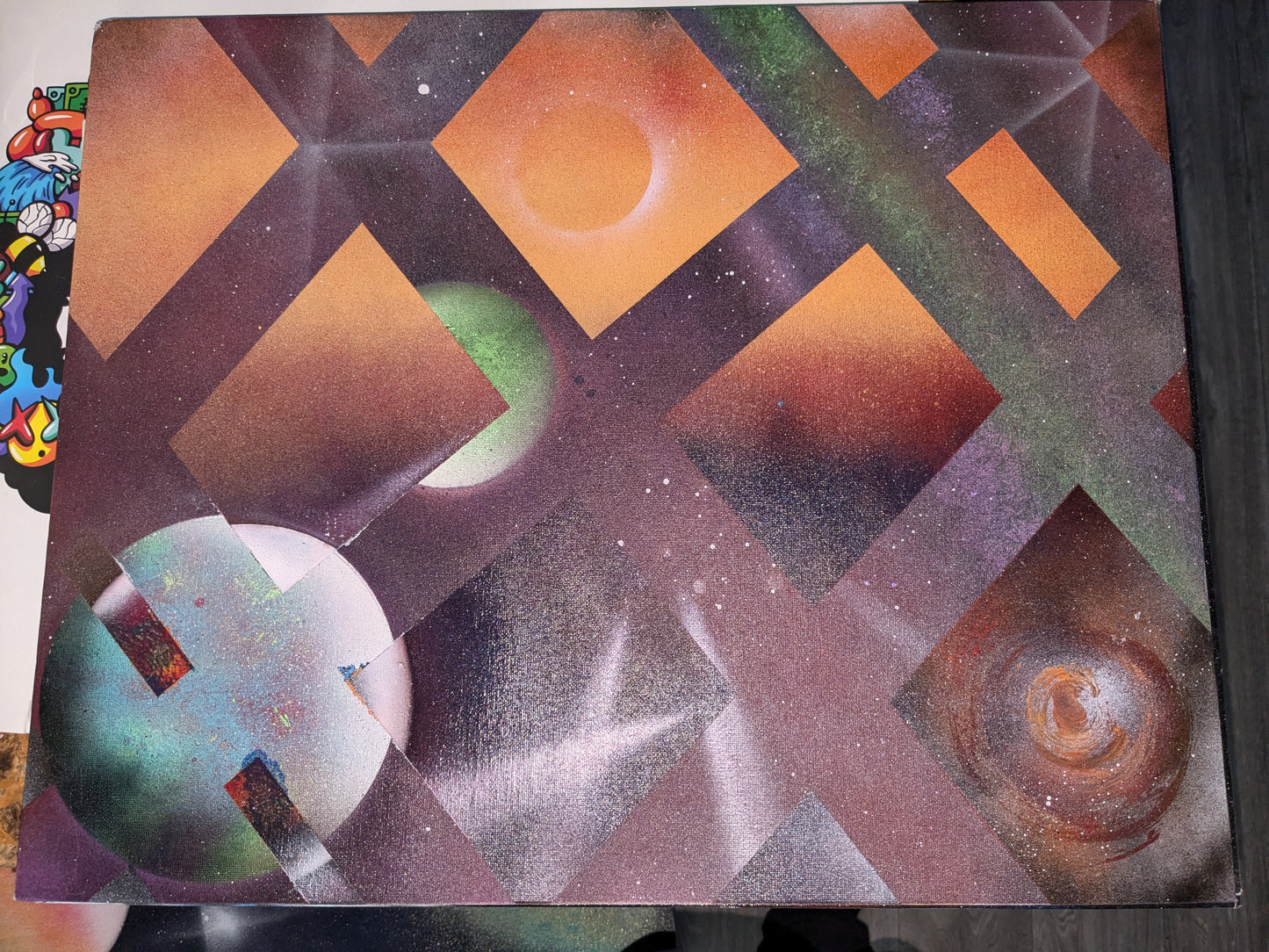 LARGE Original 3D Canvas Spray Painting 16"x 20"